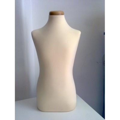 Torso de manequim creme com topo em madeira claro