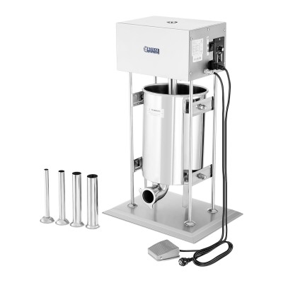 Máquina de enchidos metálica com cilindros e pedal