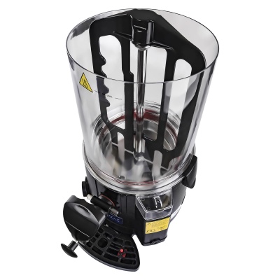 Dispositivo robótico preto com copo transparente e aberturas