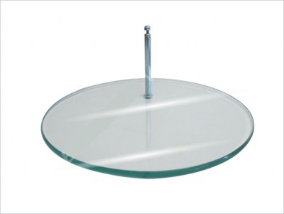Prato giratório de vidro com haste metálica