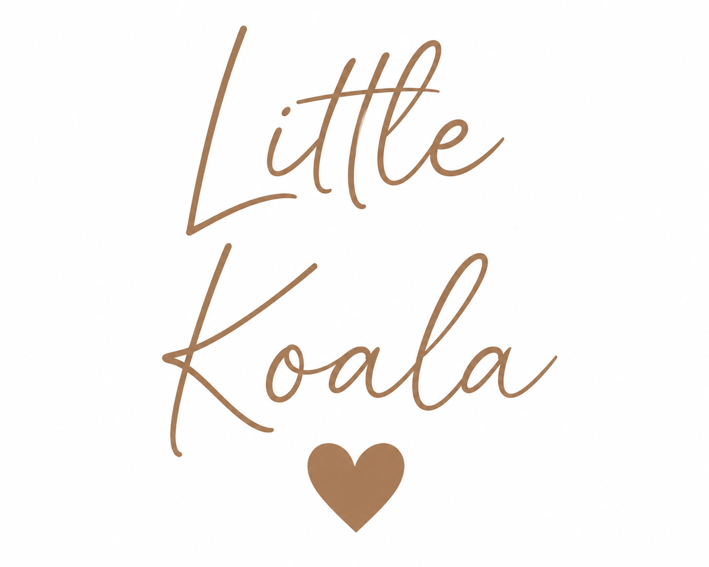 Texto Little Koala em cor castanha com coração