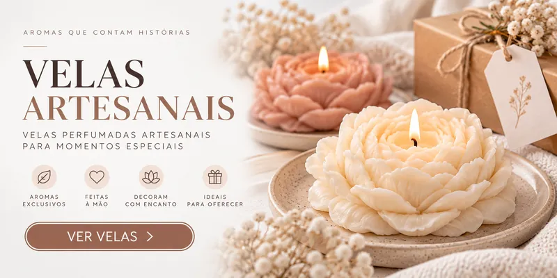 Velas artesanais em ambiente acolhedor