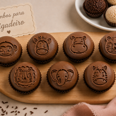 Carimbos para brigadeiros animais safari