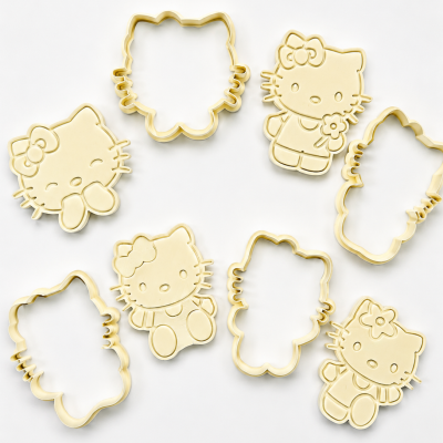 Conjunto de cortadores de biscoitos Hello Kitty em plástico amarelo claro