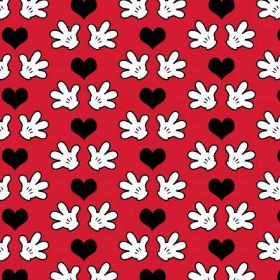 Padrão vermelho com mãos brancas e corações pretos