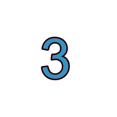 Número 3 azul com contorno preto