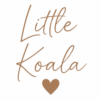 Texto Little Koala em cor castanha com coração