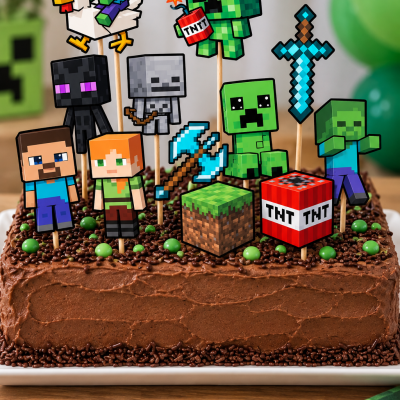 Topo de bolo Minecraft Creeper