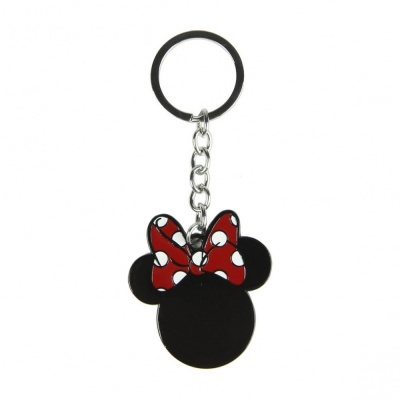 Porta-chaves da Minnie com laço vermelho com pontos brancos