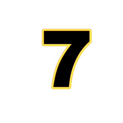 Número 7 preto com contorno amarelo