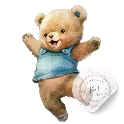 Ursinho de pelúcia castanho claro com camisola azul clara