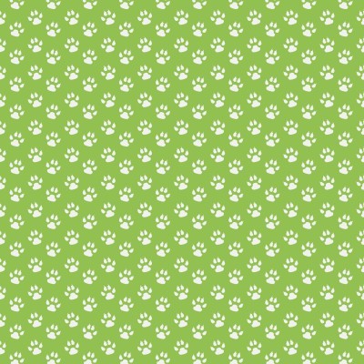 Padrão repetido de patas de animal brancas em fundo verde claro