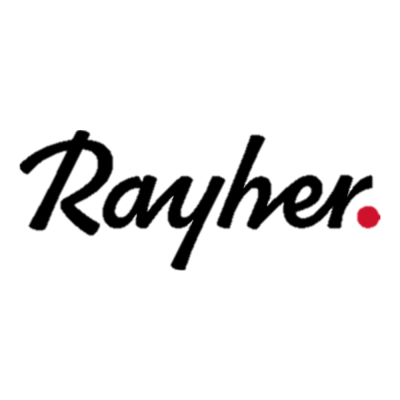 Logótipo da marca Rayher em preto com ponto vermelho
