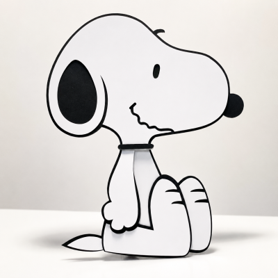 Figura decorativa de Snoopy em branco e preto