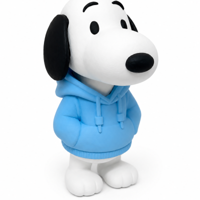 Figura de vinil do cão Snoopy em hoodie azul claro