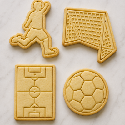 Cortadores de bolachas e carimbos com o tema futebol