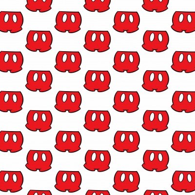 Padrão repetitivo com ícones vermelhos de parte inferior de personagem em fundo branco