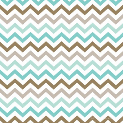 Tecido com padrão em zigzag azul claro, castanho, cinza e branco