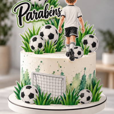 Topo de bolo infantil futebol