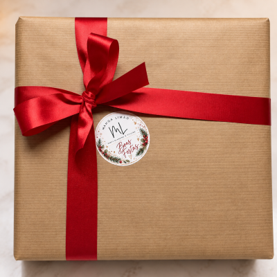 Caixa presente de Natal com 4 velas artesanais de soja aroma a canela