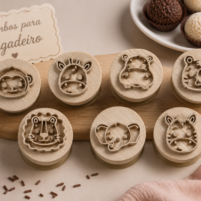 Carimbos para brigadeiro com desenhos de animais