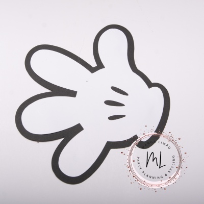 Ilustração de luva branca de desenho animado com contorno preto