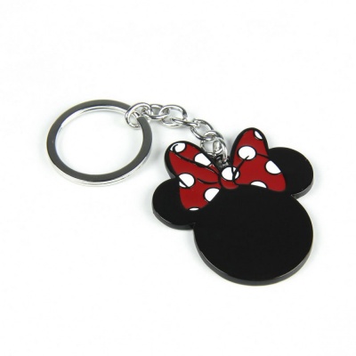 Chaveiro da Minnie com laço vermelho e bolinhas brancas