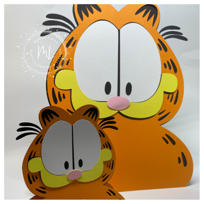 Figuras decorativas de Garfield em papel ou cartão com cores vivas