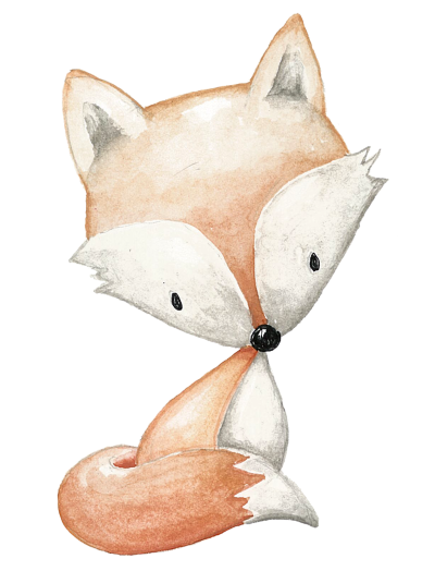 Ilustração aguarela raposa castanho e branco