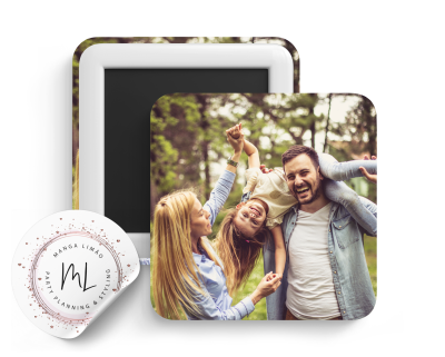 Quadrados magnéticos com foto de família e autocolante branco redondo MANGA LIMÃO