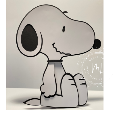 Figura decorativa do Snoopy em branco e preto