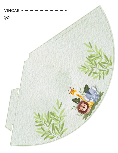 Papel texturizado com ilustrações de animais e folhas verdes para recorte