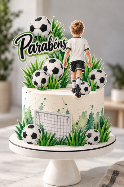 Topo de bolo infantil futebol