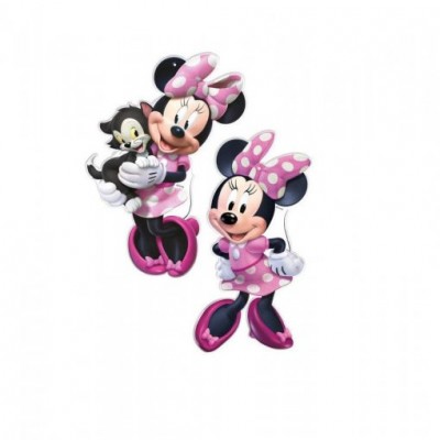 Adesivos da personagem Minnie Mouse com vestido rosa e bolinhas brancas
