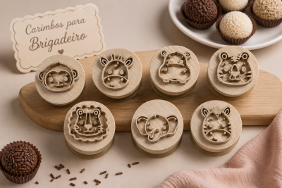Carimbos para brigadeiro com desenhos de animais