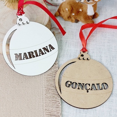 Decorações de Natal em madeira com nomes personalizáveis MARIANA e GONÇALO