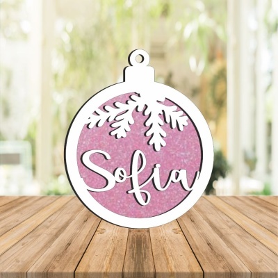 Ornamento de Natal redondo personalizado com o nome Sofia
