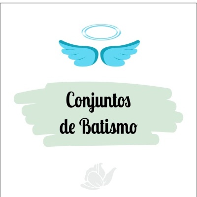 Anjo com asas azuis, auréola e texto Conjuntos de Batismo