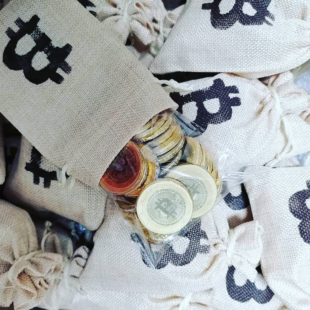 bitcoins de chocolate personalizadas