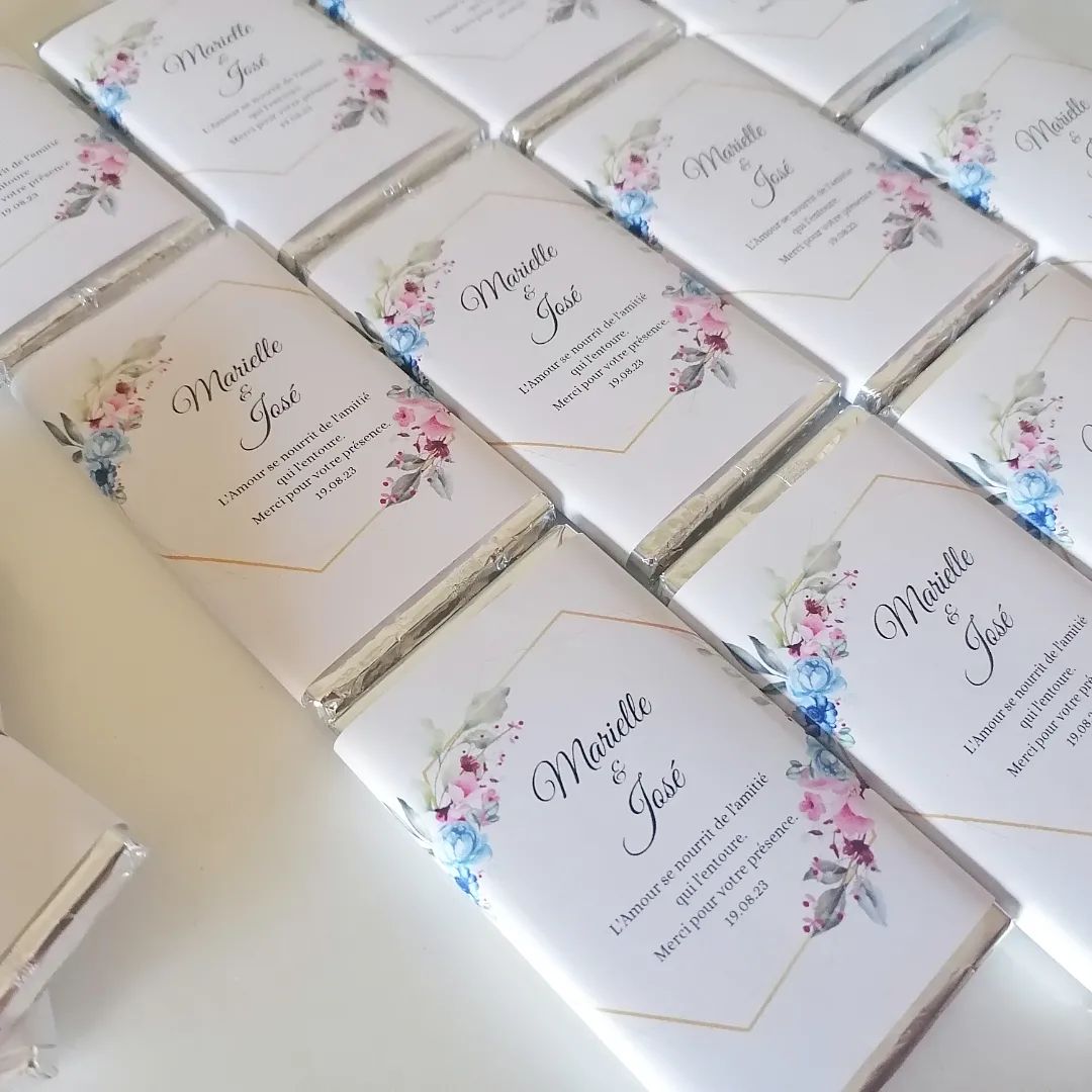 Mini Chocolates 20gr personalizados para casamento emigrantes