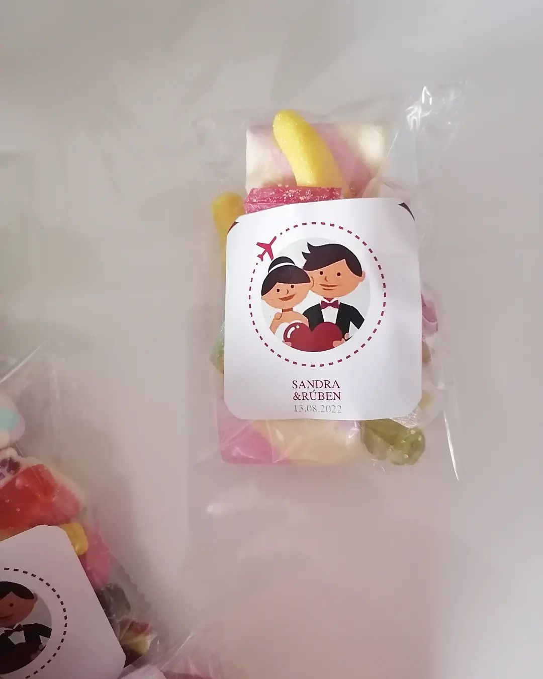 Saquinhos de Gomas personalizados para casamento