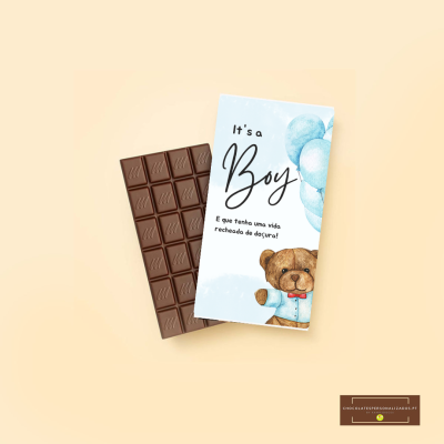 Barra de chocolate com embalagem decorativa para bebé menino