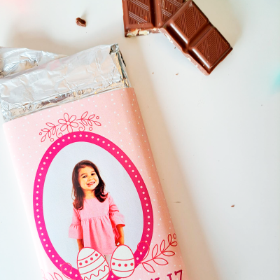 Tablete&#x20;de&#x20;Chocolate&#x20;com&#x20;fotografia&#x20;da&#x20;Afilhada&#x20;&#x7C;&#x20;Rosa&#x20;Menina