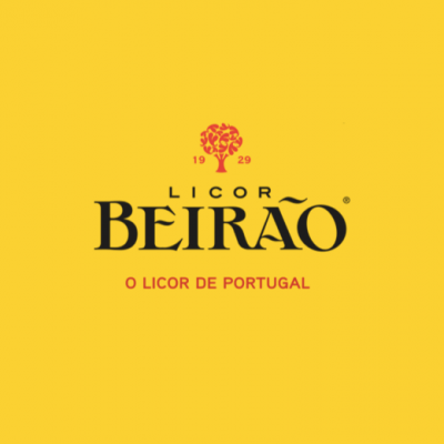 Logotipo Licor Beirão sobre fundo amarelo