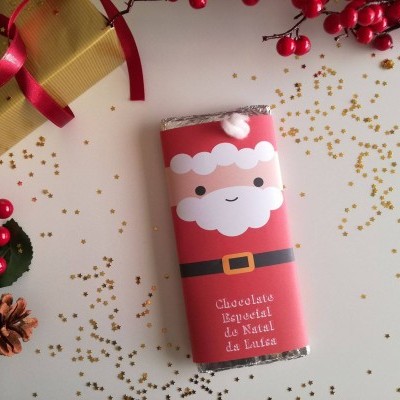Tablete Pai Natal de Chocolate Grande - Personalizado com nome