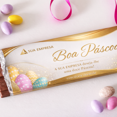 Chocolate&#x20;Gigante&#x20;com&#x20;tema&#x20;P&#x00E1;scoa&#x20;Personalizado&#x20;para&#x20;Empresas