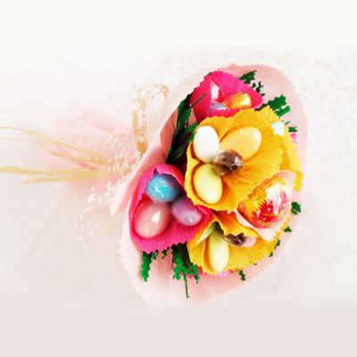 Bouquet&#x20;Redondo&#x20;com&#x20;25&#x20;Am&#x00EA;ndoas&#x20;variadas&#x20;e&#x20;Bombom&#x20;para&#x20;oferecer&#x20;a&#x20;Padrinhos&#x20;ou&#x20;Afilhados