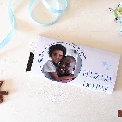 Barra de chocolate personalizada com foto e texto de Feliz Dia do Pai