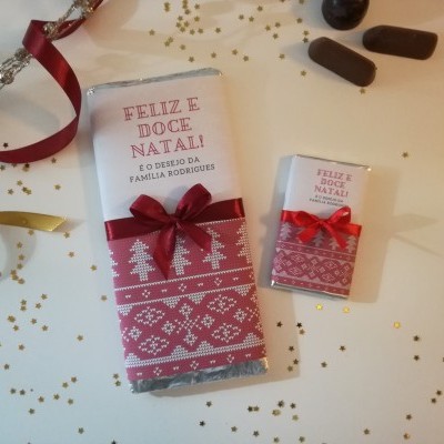 Tablete de Chocolate Feliz e Doce Natal - personalizado com nome