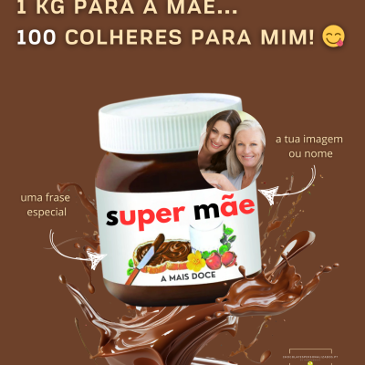 Frasco de chocolate personalizado para mãe com texto e imagem personalizada